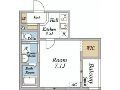 カサデルソルVI(1K/2階)の間取り写真