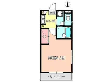 レフィナード(1K/1階)の間取り写真