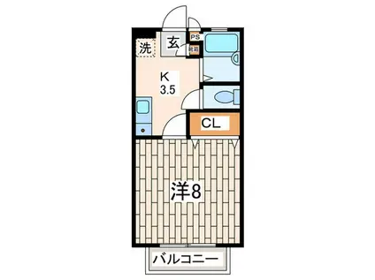 ハイツYO(1K/1階)の間取り写真