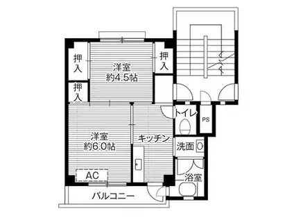 ビレッジハウス十王堂 3号棟(2K/5階)の間取り写真
