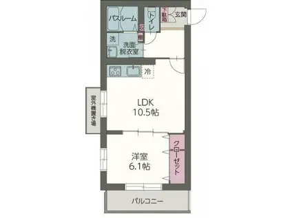 シュール ド コリーヌ(1LDK/3階)の間取り写真