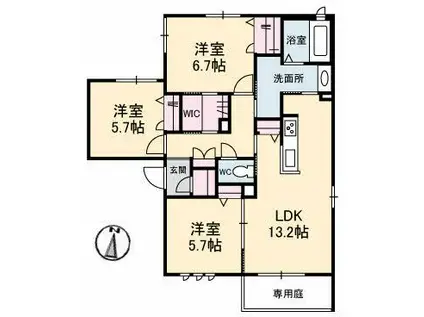 Mクオーレ(3LDK/1階)の間取り写真