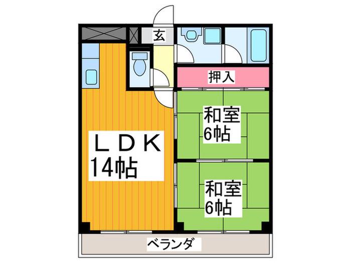 エステートサカイ(2LDK/3階)の間取り写真