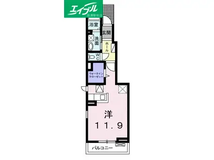 カサラン(ワンルーム/1階)の間取り写真