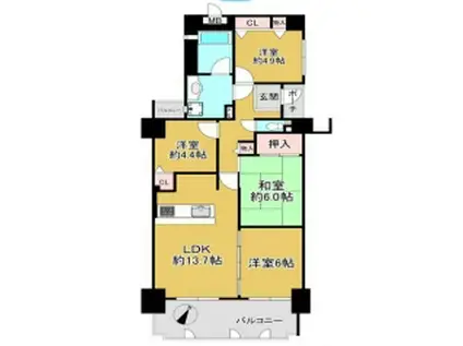 パームスクエアジェームズ山(4LDK/8階)の間取り写真