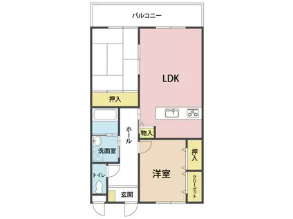 プランドール3番館(2LDK/1階)の間取り写真