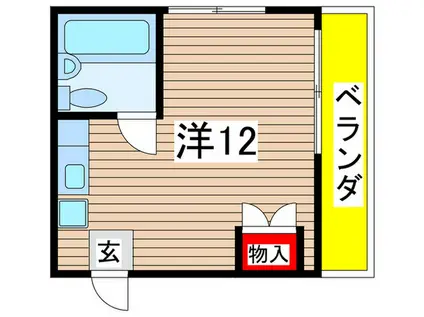 ビューハイツⅠ(ワンルーム/2階)の間取り写真