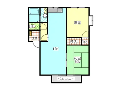コスモスハイツA(2LDK/1階)の間取り写真