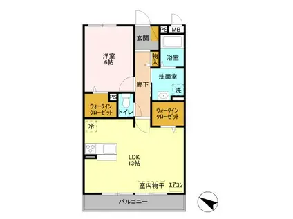 曙マンションII(1LDK/3階)の間取り写真