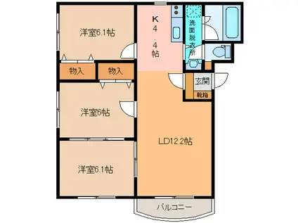 リヴウェルリバーサイドII(3LDK/2階)の間取り写真