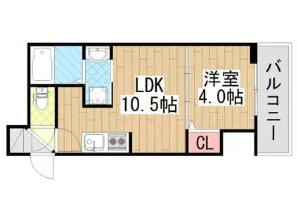 VEIL MAISON近大前(1LDK/1階)の間取り写真