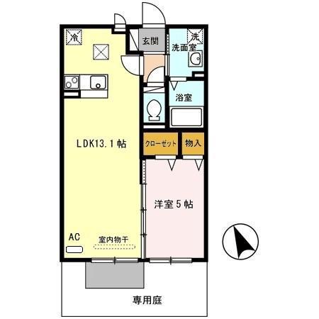 エル スルー(1LDK/1階)の間取り写真