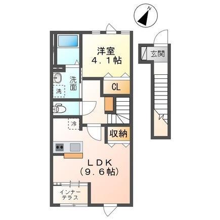 アジュール(1LDK/2階)の間取り写真