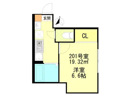 ブルーライン 蒔田駅 徒歩5分 3階建 築1年(1K/2階)の間取り写真