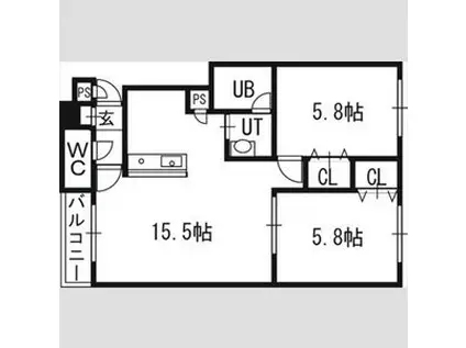 メゾンパルテール(2LDK/1階)の間取り写真