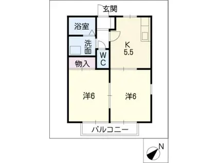ウィンディ(2K/1階)の間取り写真