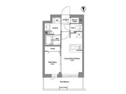 コンフォリア戸越公園(1DK/4階)の間取り写真