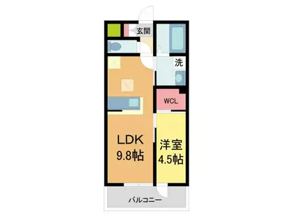 シャインヒルズ(1LDK/1階)の間取り写真