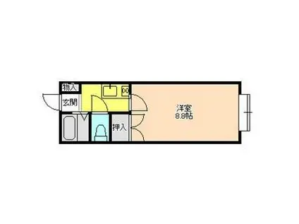 パレス西下台(1K/1階)の間取り写真