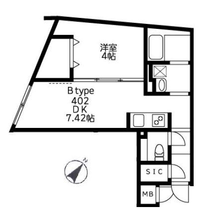 U RESIDENCE武蔵小山(1DK/1階)の間取り写真