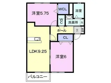 マリアローザ・B(2LDK/2階)の間取り写真