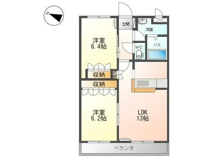 ロイヤルガーデン(2LDK/2階)の間取り写真