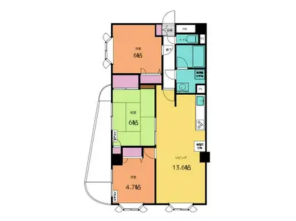 エクセレントハイツ天王町(3LDK/7階)の間取り写真