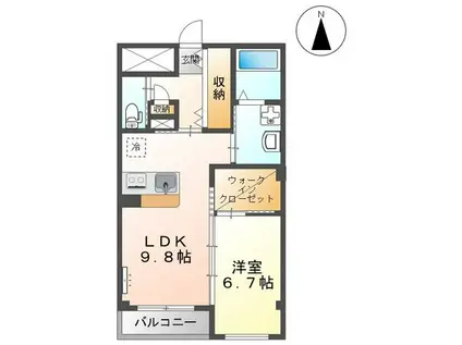 カンタータ観音寺新町(1LDK/2階)の間取り写真