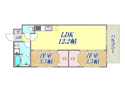 ティオセレーノ(2LDK/1階)の間取り写真