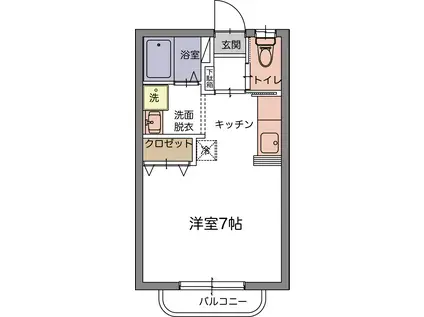 セラフィム(ワンルーム/2階)の間取り写真
