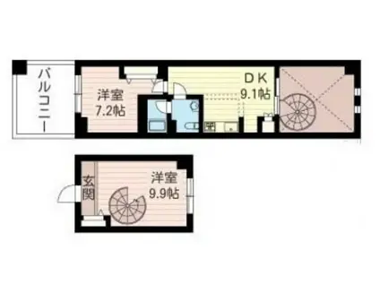 レジデンスシャルマン月島A棟(2DK/8階)の間取り写真