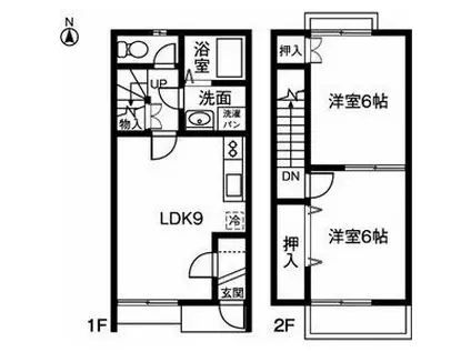 ハイツヤマザキA(2LDK/1階)の間取り写真