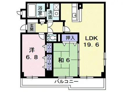 ベルヴェデーレ調布(2LDK/2階)の間取り写真