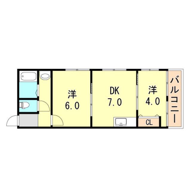 山口コーポ(2DK/2階)の間取り写真