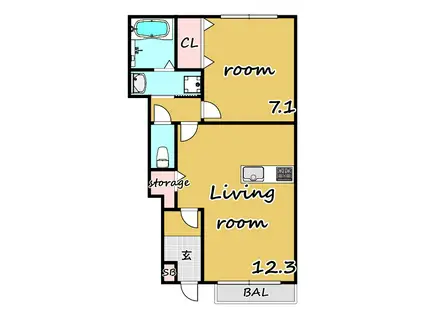 フィオーレ(1LDK/1階)の間取り写真