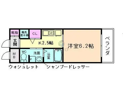 十三本町ウィンズマンションII(1K/3階)の間取り写真