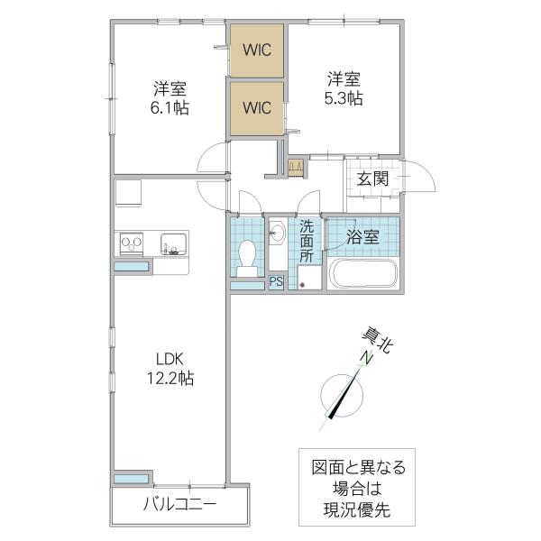 SERENVITA MATSUSHIRO(2LDK/2階)の間取り写真