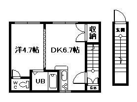 フラワーマンション(1DK/2階)の間取り写真