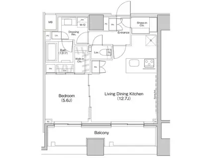 ザ・パークハビオ荏原中延プレイス(1LDK/14階)の間取り写真