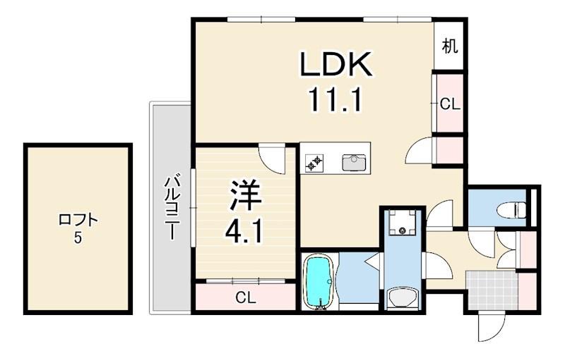 MICA ELENO(1LDK/2階)の間取り写真