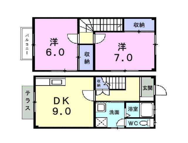 ドミールシャンテ(2DK/1階)の間取り写真