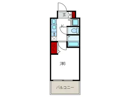 プレサンス神戸裁判所前デリシア(1K/6階)の間取り写真