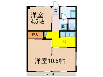 山崎ハイツⅠ(2K/1階)の間取り写真