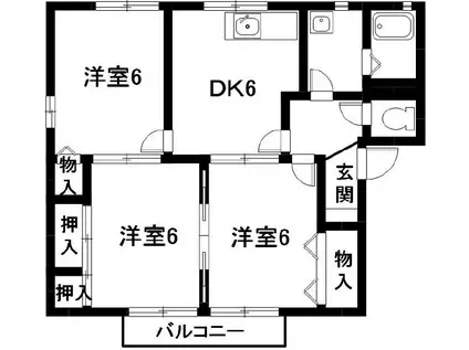 サンルミエール豊川 A棟(3DK/2階)の間取り写真