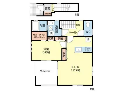 寺内三千刈アパート(1LDK/2階)の間取り写真