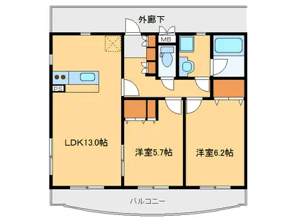 ウィルゴー(2LDK/3階)の間取り写真