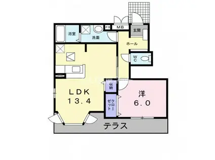 MAヒルズみその(1LDK/1階)の間取り写真
