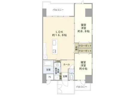 セントリア大分駅前(2LDK/3階)の間取り写真