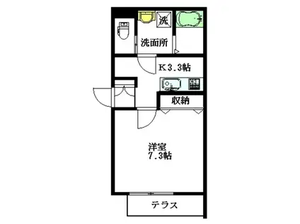 リオ リブロ(1K/1階)の間取り写真