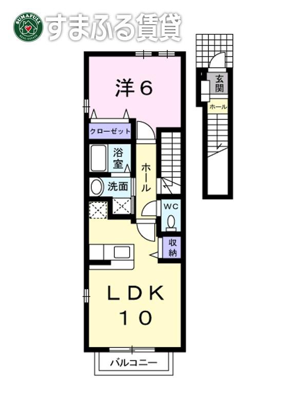 ジョーンティーヴィラ(1LDK/2階)の間取り写真